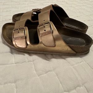 Birkenstock Arizona Soft Footbed Metallic Copper Sandal Sz 36